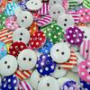 100pcs 15mm Mixed Round Pattern 2 Holes Wood Buttons Sewing Scrapbooking New