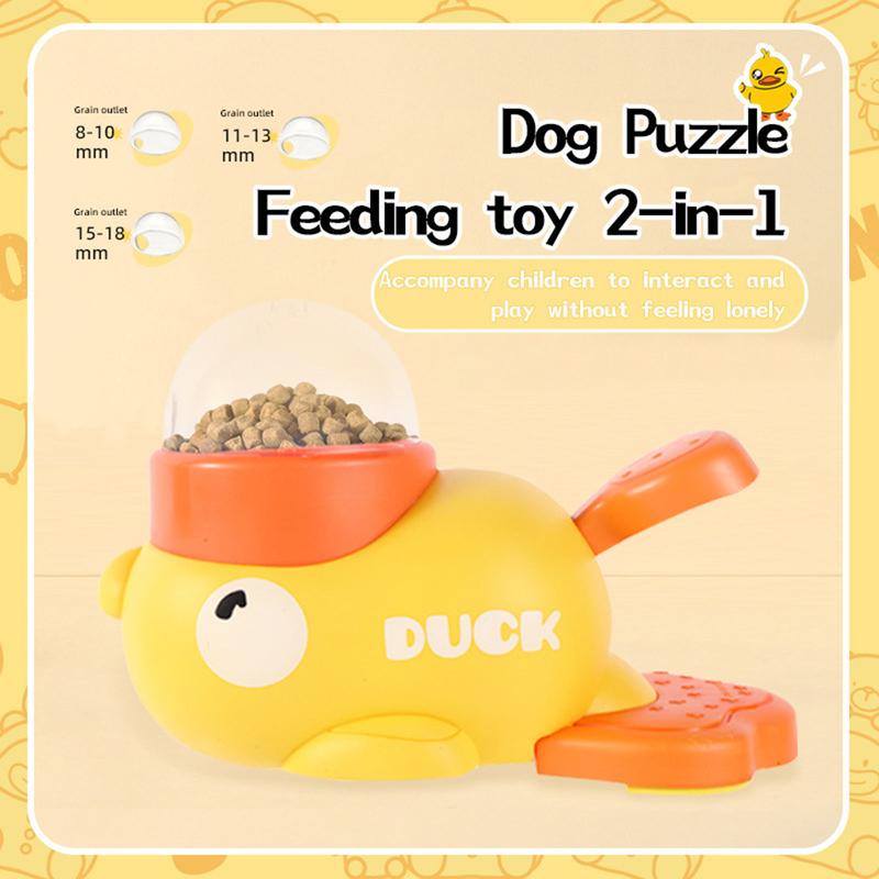 Pet Puzzle Feeder Dog Treat Dispensing Toy Interactive Pet Food Treat Dispenser Cartoon Duck Anti-slip Pet Automatic Feeder Toys