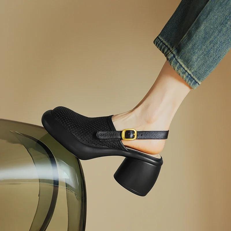 

Сетчатые туфли на высоком каблуке Женские сандалии Мюли Обувь Платформа Слингбэки Шлепанцы Летние Ретро Платье Лодочки Массивные Zapatos Mujer Слайды 35 чёрный