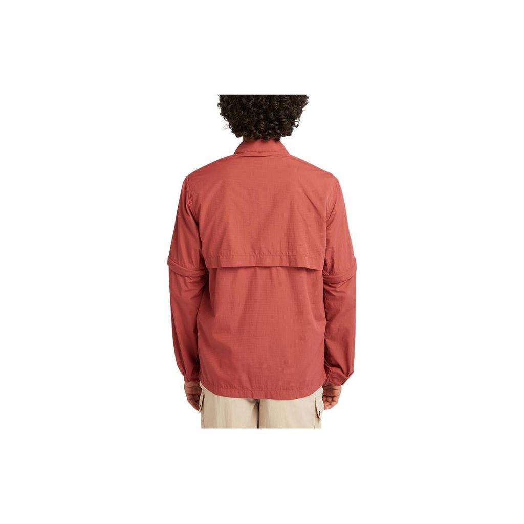 Timberland Solid Color Water-Resistant Loose Fit Single-Breasted Casual Long Sleeve Shirt Men Shirts Dark-Red A6RDH-DH9