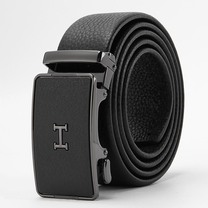 Frosted Automatic Buckle Edging Head Layer Cowhide Belt High End Business Casual Men's Trendy Belt