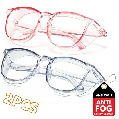 2 Colors Safety Glasses Clear Flat Light Anti-fog Eye Protection & Perfect Gift Choice Model HM9