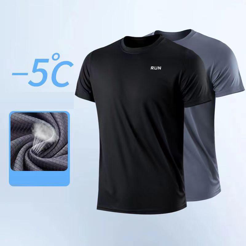 Men's Quick-Dry Checkered Crew Neck Short Sleeve Running Shirt