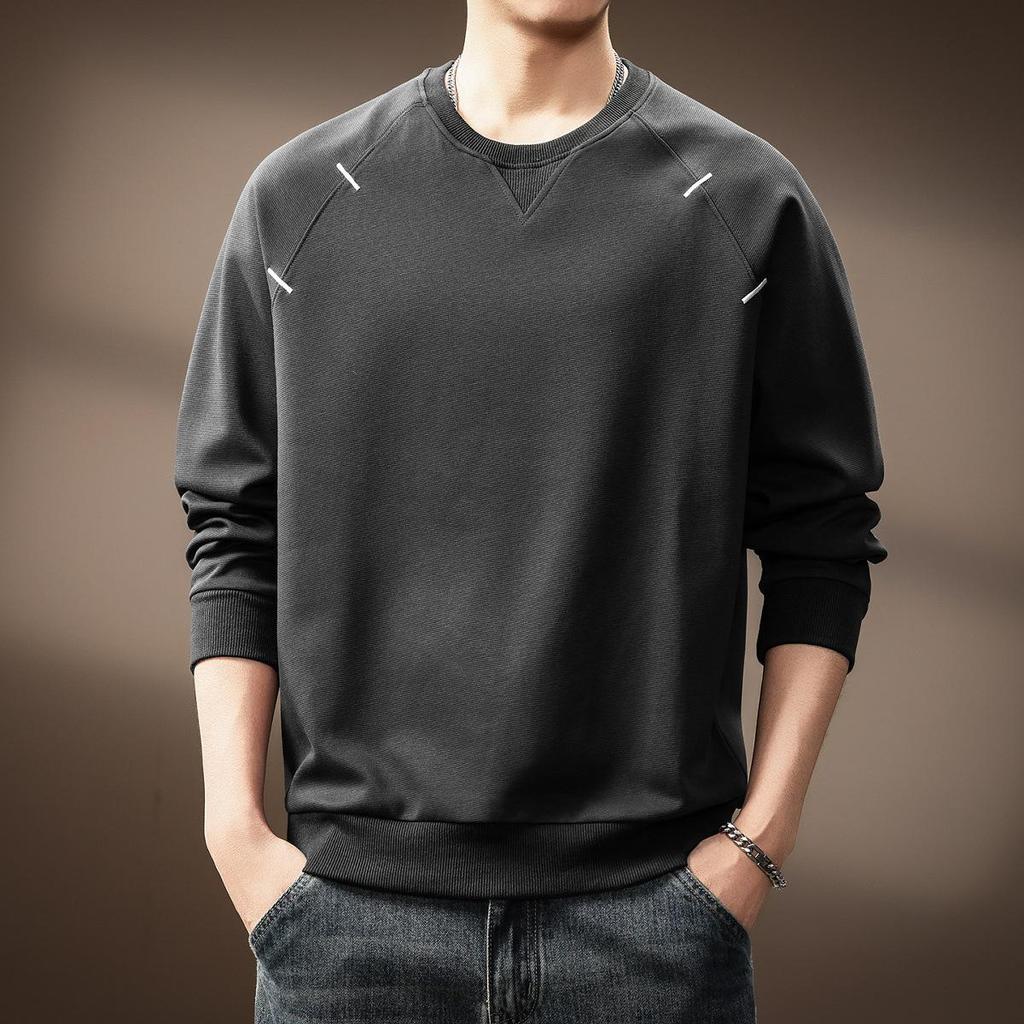 Men's Trendy Patchwork Long-Sleeve Hoodie - Autumn Casual Loose Fit Round Neck