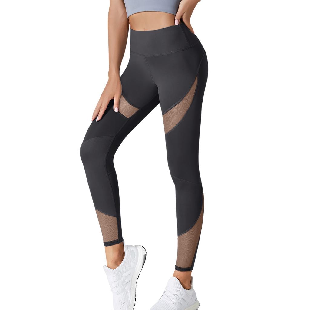 Damskie spodnie do jogi Peach Hip Pants z wysokim stanem, siateczkowe, elastyczne, obcisłe spodnie sportowe, spodnie fitnessowe z podnoszeniem bioder