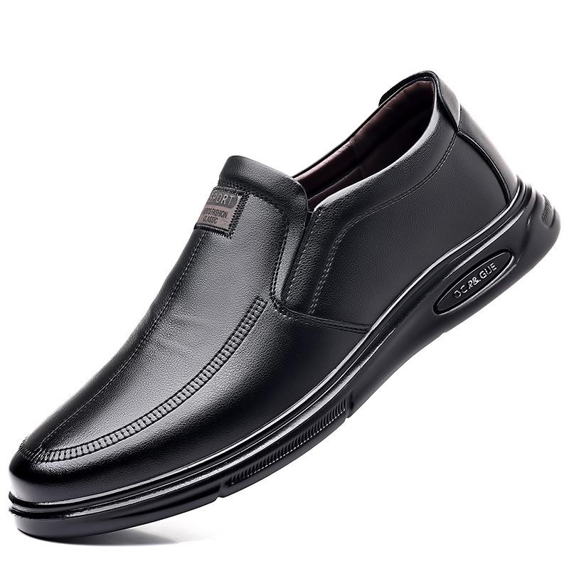 Polyurethane solid sole men's shoes spring men's leather breathable casual shoes soft sole casual shoes non-slip dad shoes