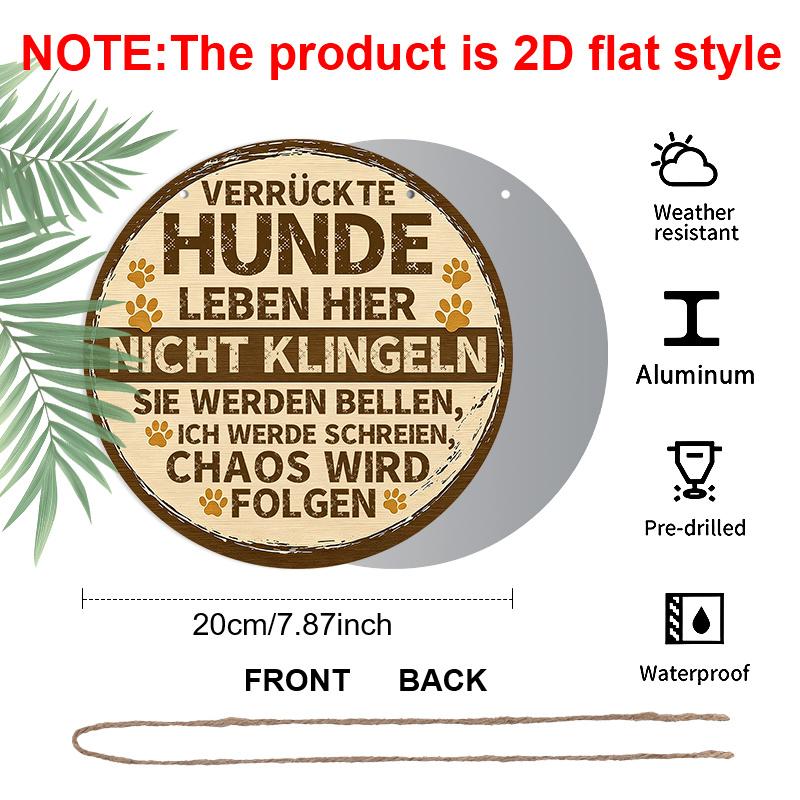 

2D Flat, 1pc, German Funny Dog Sign Aluminum Pet Decor, Verrückte Hunde Leben Hier, Retro Wall Decor, Bedroom Door Decor, Outdoor Plaque & Wall Art 1pc