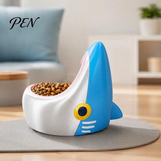 Safe Eco-friendly Feeding Tools Cute Shark Pet Bowl, 3D Printed Cat Feeder with Detachable Small Dog Food Dish Inner Anti-slip Base, Fun for Dogs Cats