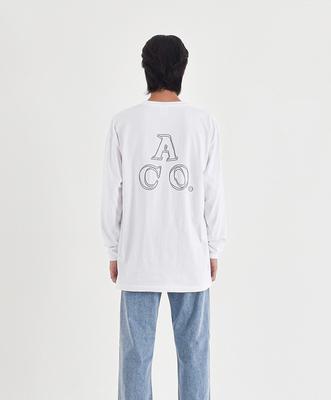 APOSTROPHE COMMA Reflective Aco Back Logo Long Sleeve T-Shirt (White-Silver)