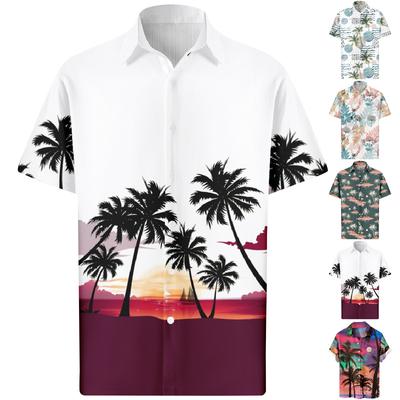 Men's Hawaiian Printed Button Short Sleeve Shirts Men's Casual Fashion Short Sleeve Shirts