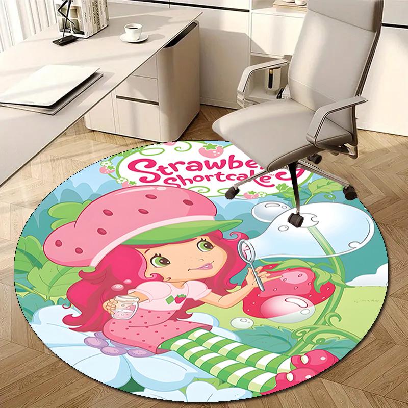 1pc Strawberry Princess2 Design Printed Area Round Carpet for Bedroom Living Room Home Decor Rugs Mat Non Slip Mat Rug for Bedside
