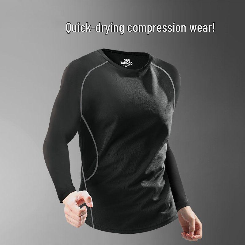 Herren Quick-Dry Langarm Fitnessbekleidung für Herbst/Winter - Hohe Elastizität Lauf-, Fußball-, Basketball-Trainingsshirt
