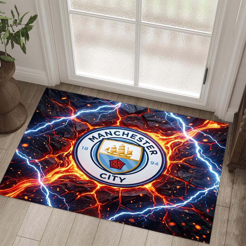 Manchester City Design Crystal Velvet Carpet Cozy Non?Slip Printed Rug For Bedroom Living Room Entrance