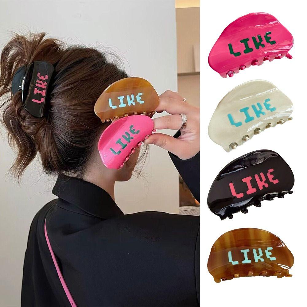 

Geometric Letter Shark Clip Large Size Half-moon Hair Clip Fashion Acetate Hair Claw Daily