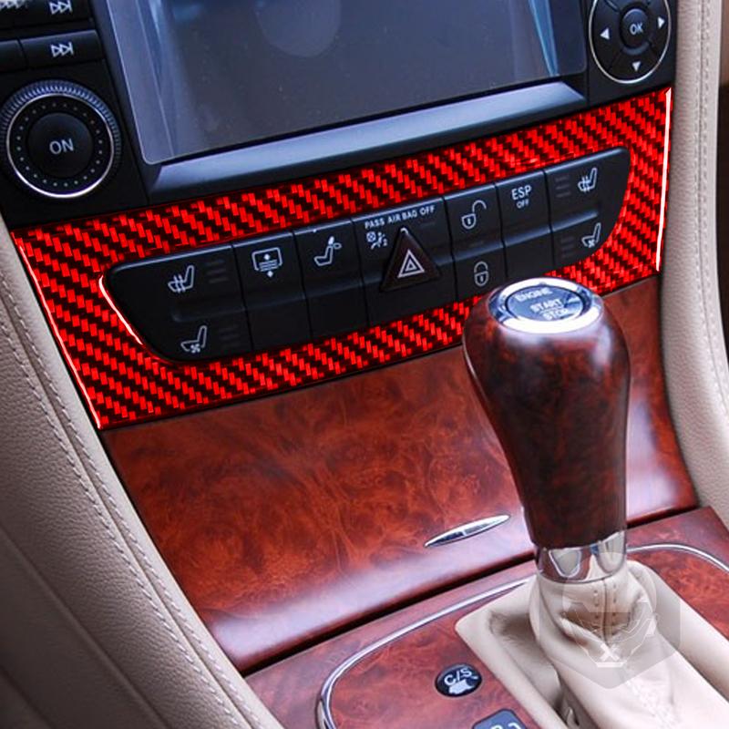 For Benz CLS C219 2004-2009 Real Carbon Fiber Sticker Central Control Heating Button Panel Car Accessories Ide Decorative