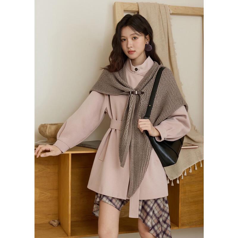 Mishow Women s Knitted Shawl Belted Tencel Cotton Trench Coat