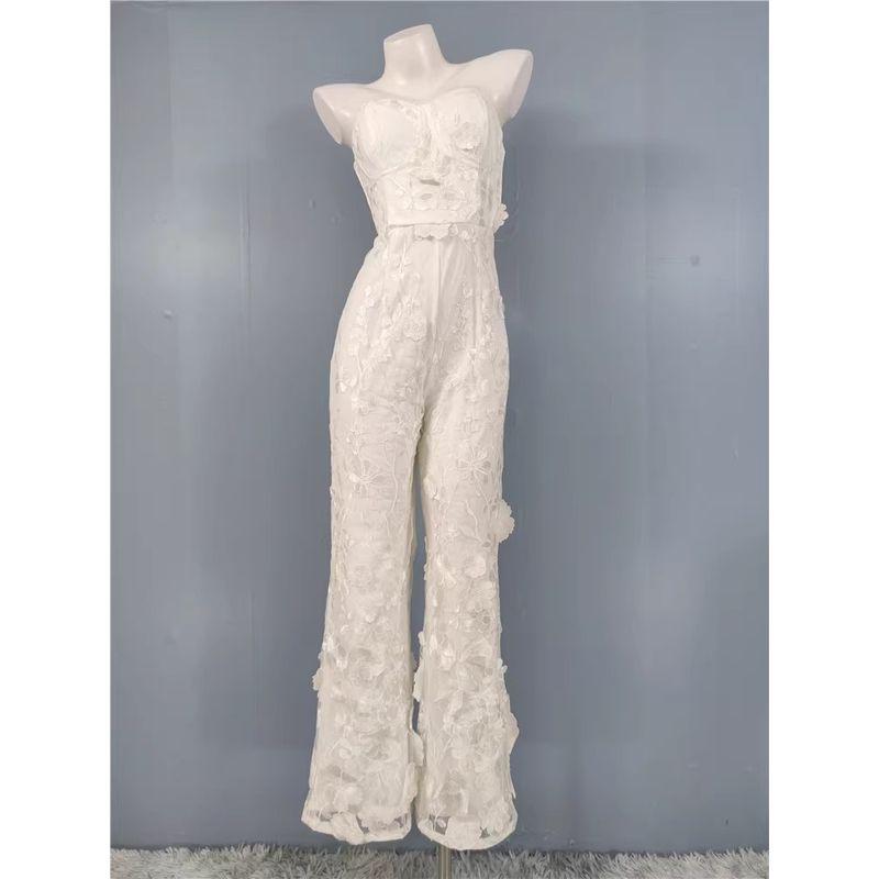 Order Lu's Sexy Gyaru Wrap-around Heavy Industry Three-Dimensional Flowers Pure Desire Slimming European and American Embroidery Royal Sister Jumpsuit