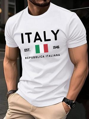 Itálie Repubblica Italiana Potisk Trička Pánská Móda Kulatý Výstřih Tričko Bavlna Volné Oblečení Pánské Všestranné Ležérní Streetwear