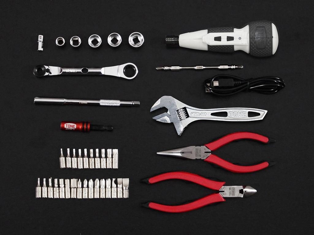 TONE Werkzeugtaschen-Set TSX2170 Antriebswinkel Bit-Einsatzbit Schwarz Inhalt 25 Teile 6,35 mm & (1/4" & Einfügung)