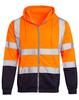 Fleece-lined Outdoor Sanitation Workwear Men's High Visibility Reflective Strip Zipper Color Blocking Hooded Sweatshirts