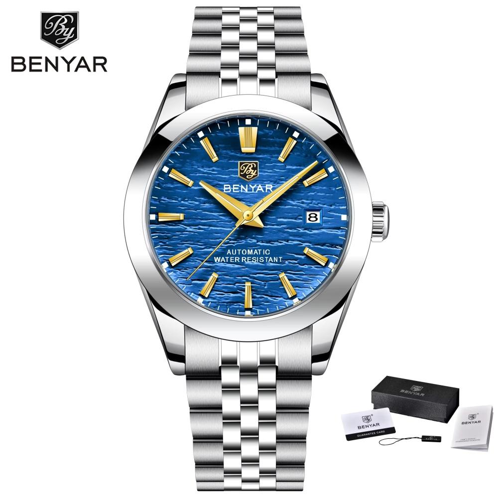 BENYAR New Watch Men's Automatic Mechanical Fashion Sports Watch 50ATM Waterproof Night Light Watches Mens Reloj Hombre