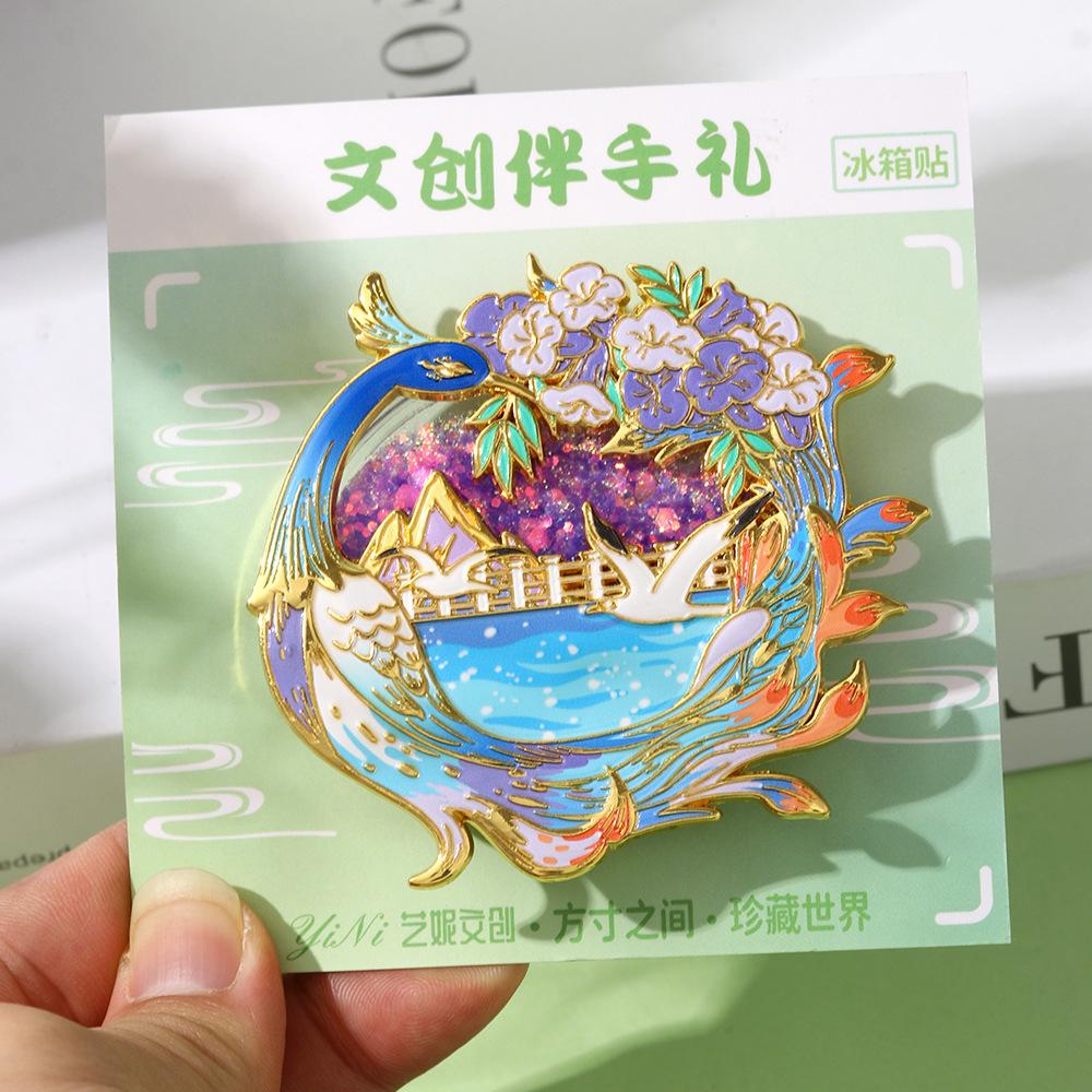

Yunnan merchandise quicksand metal refrigerator sticker magnet strong suction Kunming Internet celebrity clock in tourist attractions souvenirs