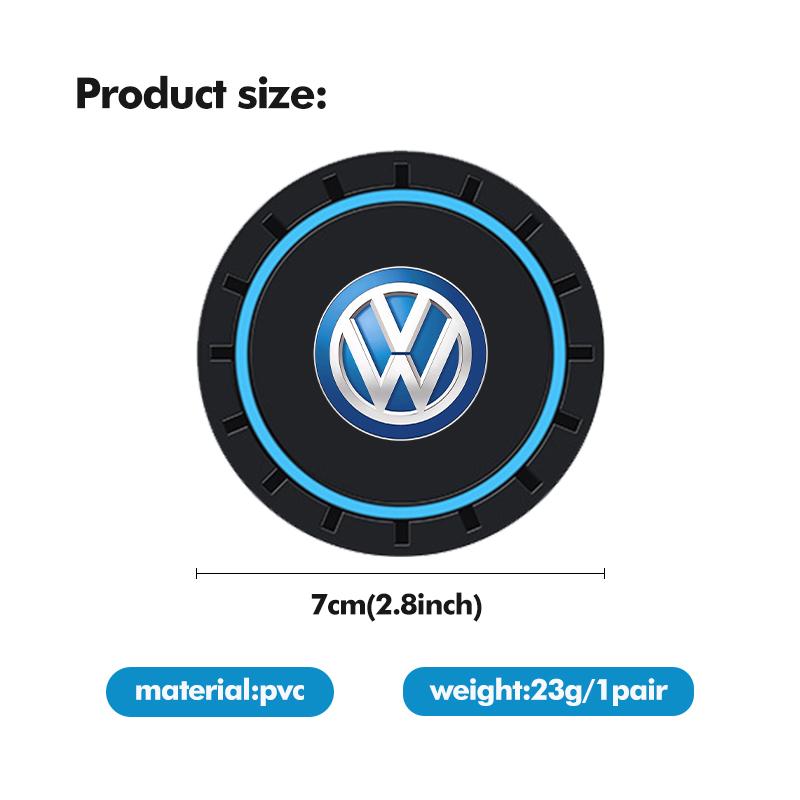 OPQ1 For Volkswagen VW Car Coasters Water Cup Slots Non-Slip Mat Waterproof Drink Pad Scirocco Passat Polo B5 B6 B7 CC Tiguan Sharan