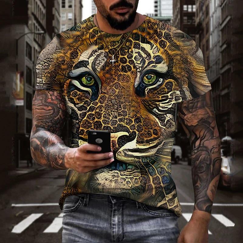 3D Animal Printing T Shirt For Men Fashion Funny Tiger Pattern Casual O-neck Short Sleeve Summer Oversized T-shirt Hip Hop Tops
