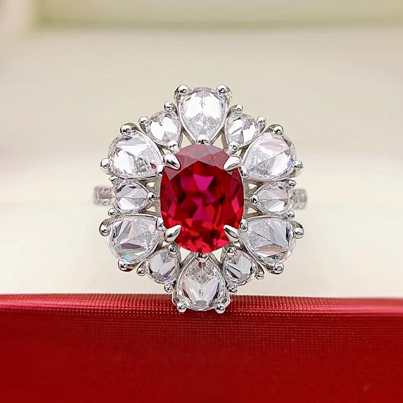 

Hui Zhi Yi 2023 Vintage Luxury S925 Red Zircon Square Ring Size 9 красный