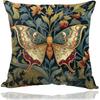 OUZ William Morris Pired Abstract Vintage Floral Butterfly Design Throw Pillow Covers Home Decor, Art Deco Pillowcase Cushion Cover for Bed Sofa