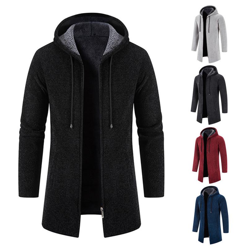 Men's 2024 Autumn/Winter Fleece-Lined Chenille Knit Cardigan & Trench Coat