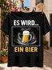 Es Wird Ein Bier With Realistic Ultrasound Frame Foamy Beer Graphic And Humorous Gerunisex Reveal Text Unisex All Tshirt