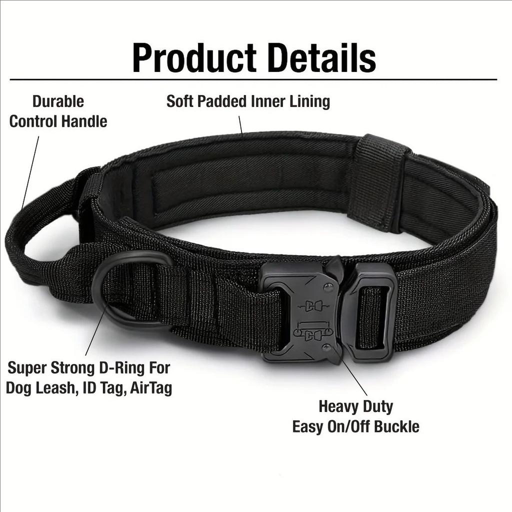 Heavy-Duty Military Tactical Dog Collar & Leash Set: Adjustable & Durable For All Sized Dogs