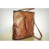Vintage Bag Women's Genuine Goat Waxed Leather Tote Shopping Hand Bag Handcraft
