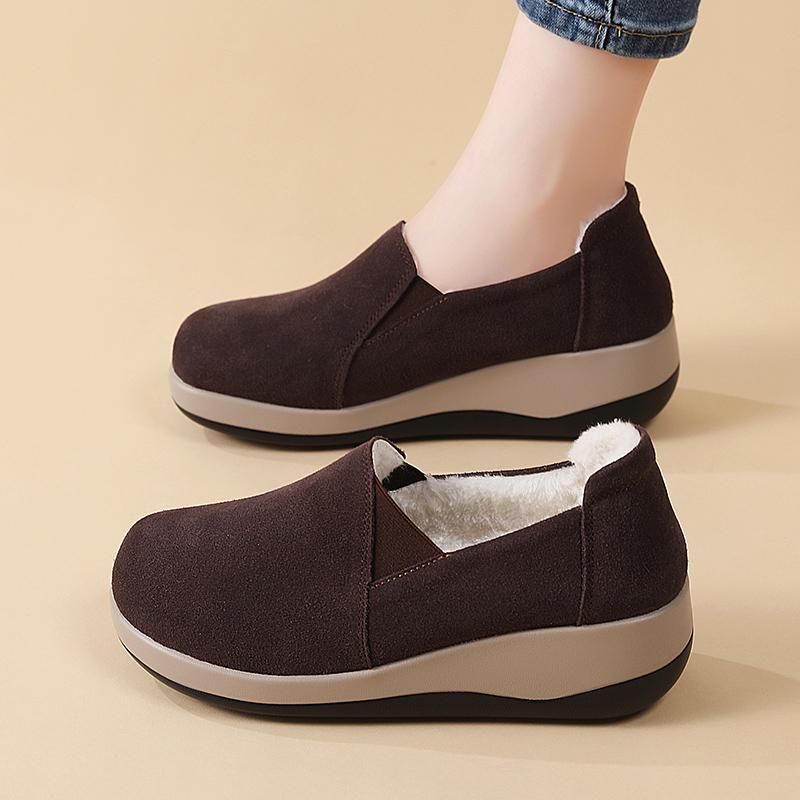 

Women s Platform Loafers Moccasins Casual Slip on Thick Sole Winter Elevator Shake Shoes for Mother Plus Size 42 коричневый