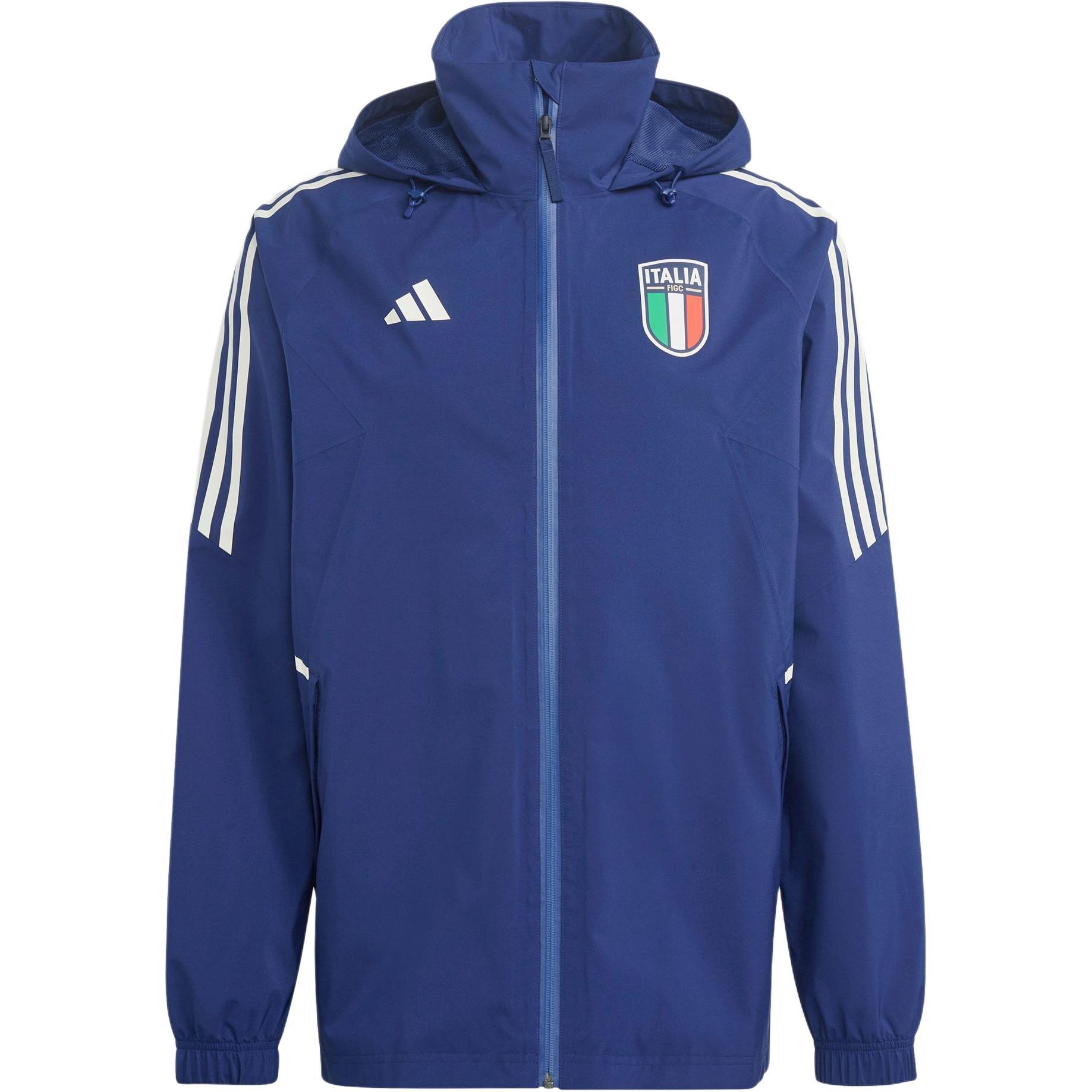 

Adidas Performance Italy Condivo 22 Rain Jacket Striped Comfortable Breathable Hooded Football Shirt Men Jacket Dark-Blue HS9841 S