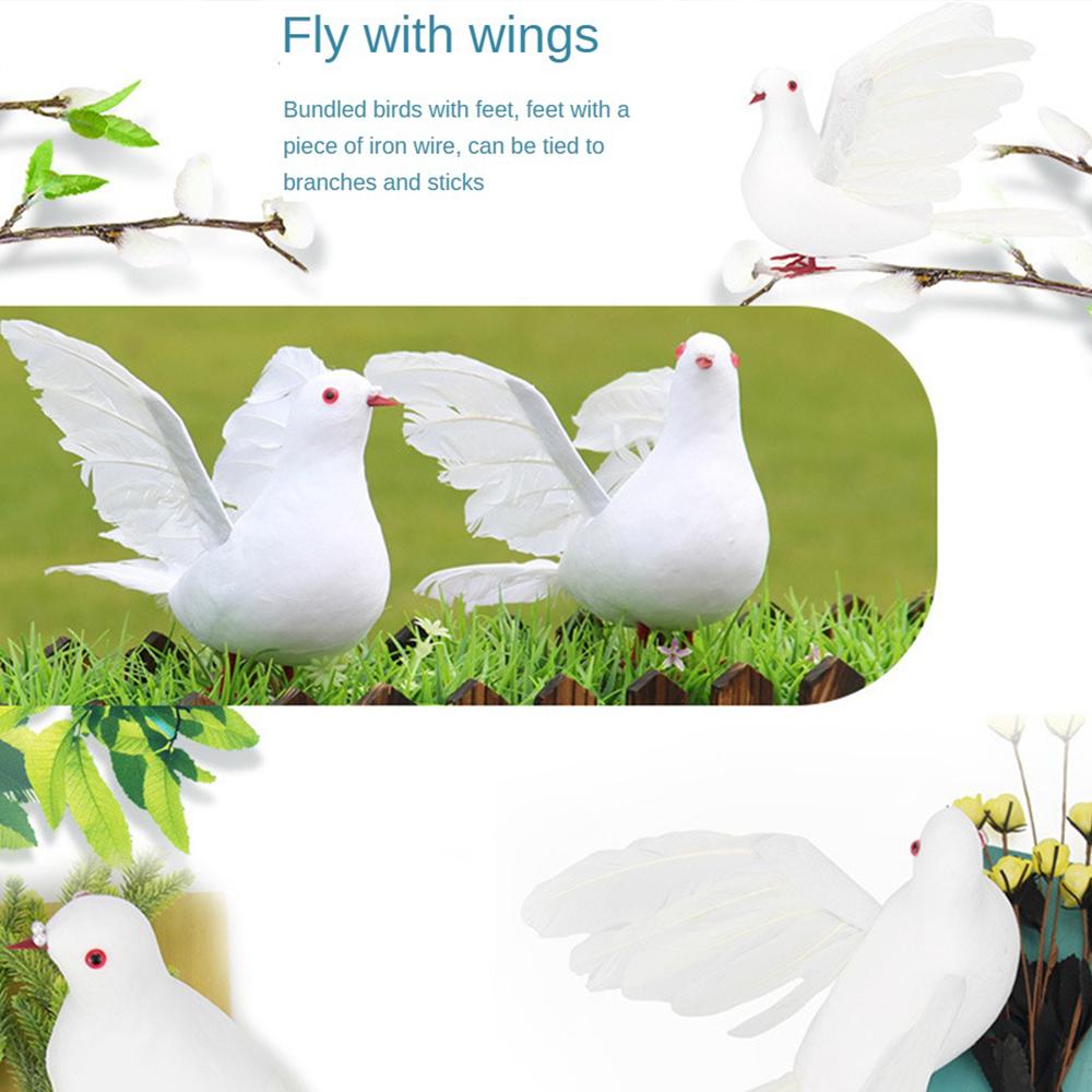 Simulation Foam White Pigeon Fake Artificial Imitation Bird Wedding Decor Model Handicraft Foam Doves Garden Ornament Home