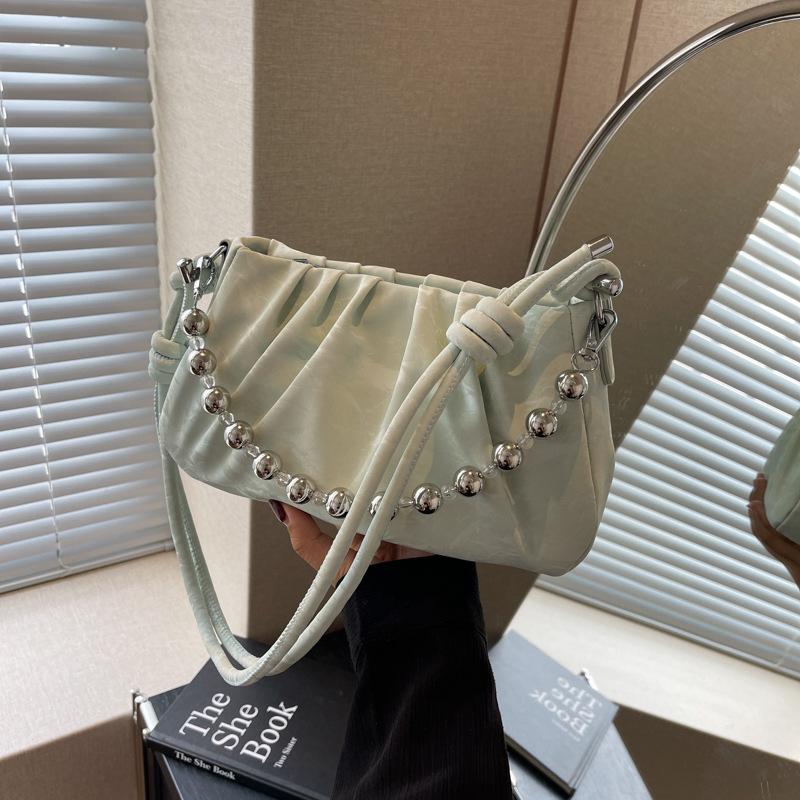 

Жіноча плісирована сумка через плече 2024 року, мила маленька свіжа сумка під пахвами, жіноча сумка-посланник у хмарі високого класу в нішевому тренді зелений