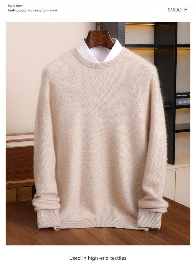 Autumn/Winter Cashmere Sweaters: Men'S Crewneck Cashmere Sweater, Loose And Simple Knitted Solid Color Base Layer