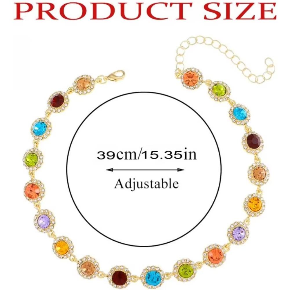 Colorful AAA Crystal Choker Necklace for Women Girls Sparkly Rhinestone Chokers Necklaces Gold Chain Party Prom Jewelry Gifts