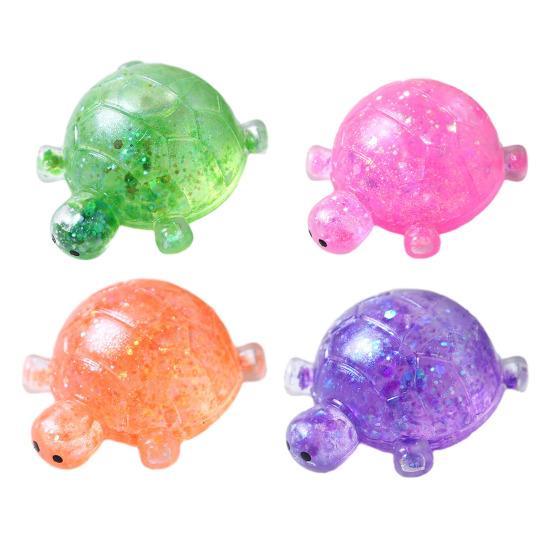 1/4Pcs Glitter Turtle Sugar Stress Ball Anxiety Relief Clear Tortoise Squeeze Toy Stretchy Slow Rising Relaxing Animal Pinch Fidget Toy