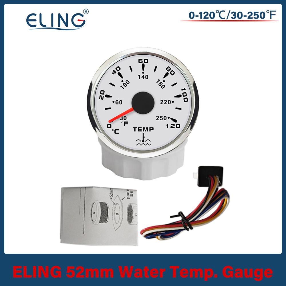 ELING 52mm Water Temp Meter Signal 0-120℃/30-250℉ Temperature Gauge with 7 Colors Backlight for Boat Car Motorcycle 9-32V
