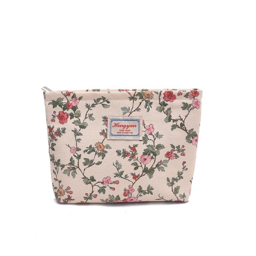 

New Retro Cosmetics Storage Bag Portable Floral Printing Washing Bag Large-capacity Coin Pouch Women