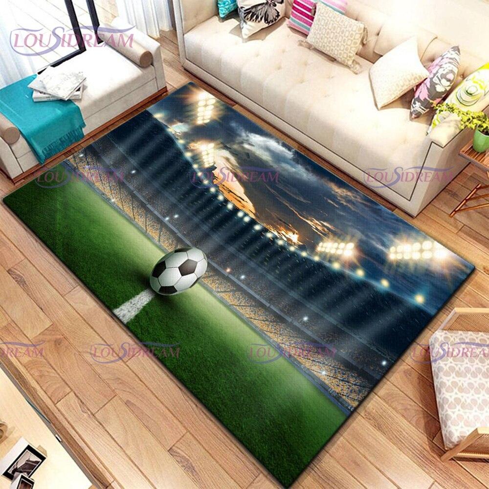 3D-Fußball-Fußball-Bilder-Teppich, Fußballfeld-Druck, Teppiche für Schlafzimmer, Wohnzimmer, Teppich, Hauseingang, Fußmatte, Kinderzimmer-Teppich