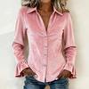 Women's Fashion Bell Sleeve Button Down Casual Blouse Top