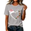Damen Casual Weihnachten Bedrucktes Kurzarm-T-Shirt mit festlichem Feiertagsdesign