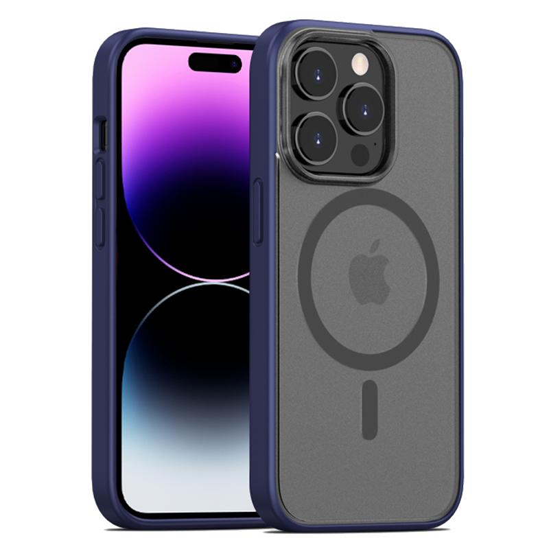 For iPhone 15 Pro Fall Protection Phone Case Compatible with MagSafe PC+TPU Matte Back Cover