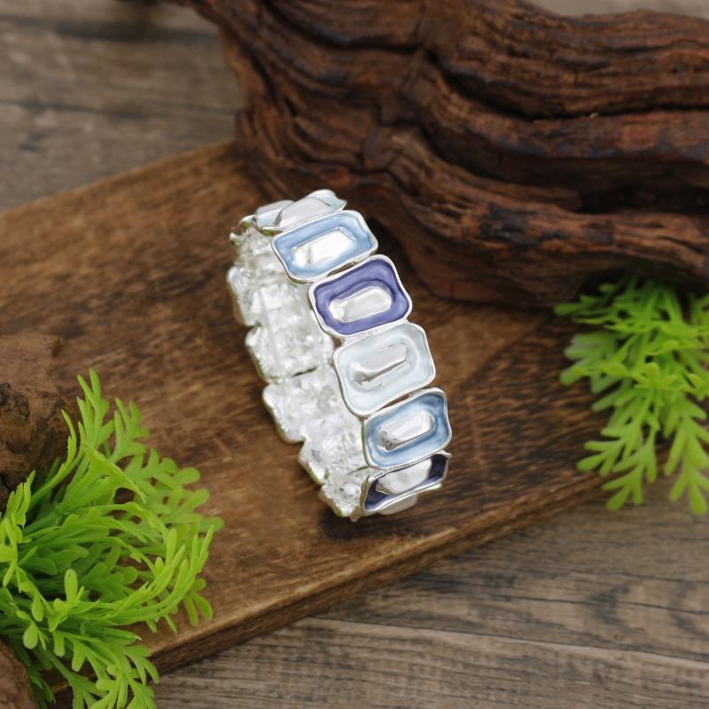 New enamel color square geometric elastic bracelet women's fashion simple color quadrilateral bracelet