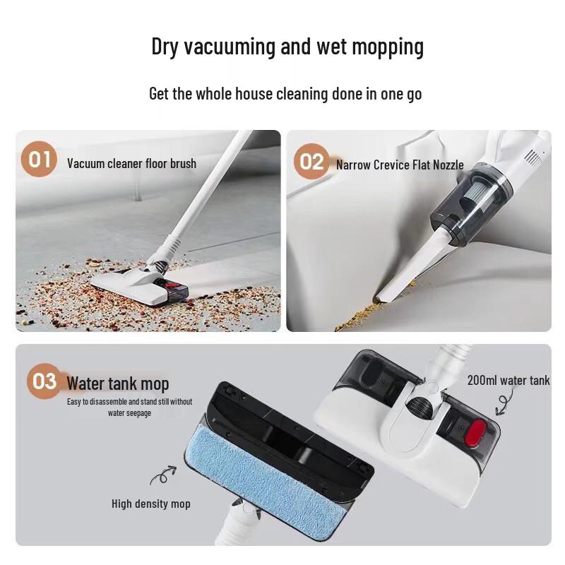 Compact High-Suction Wireless Vacuum & Mop for Dust, Hair and Mite Removal