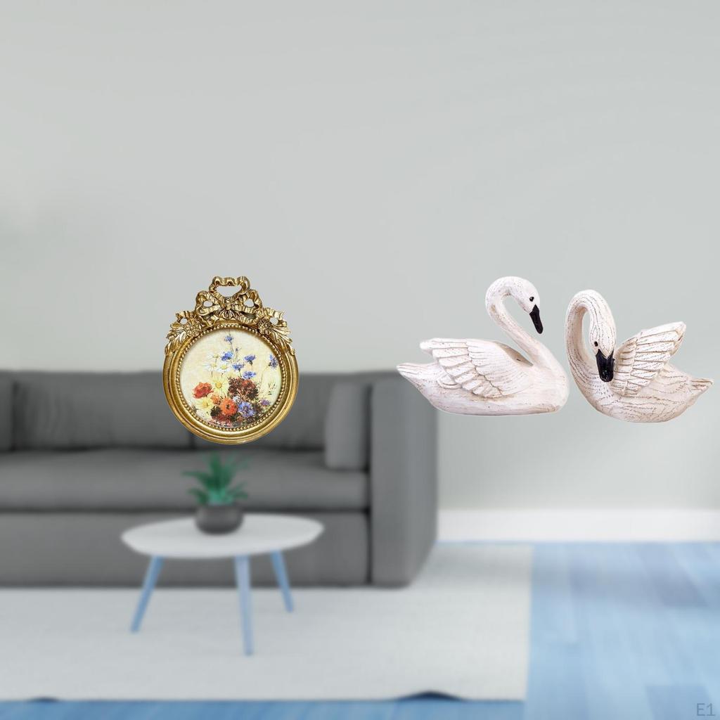 Elegant European Ornate Photo Frame with Vintage Swan Sculptures for Wedding Gift Home Decor And